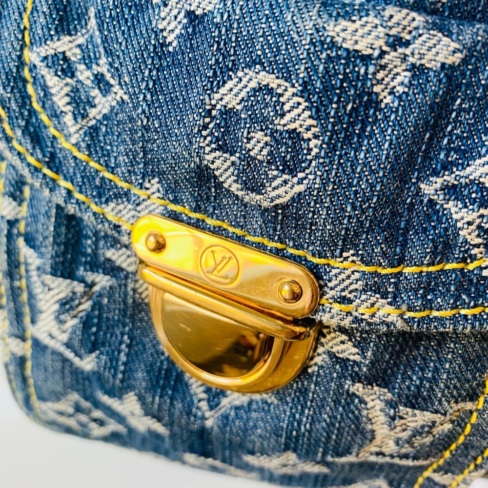 Louis Vuitton Denim Monogram Backpack with Tan Leather Accents - Picture 10 of 15